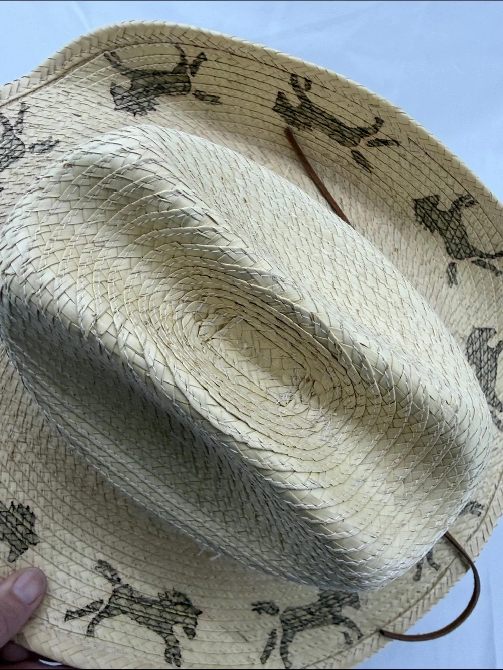 SunBody Kid's Signed Star and Horses Cattleman Straw Cowboy Hat Model #hgkc